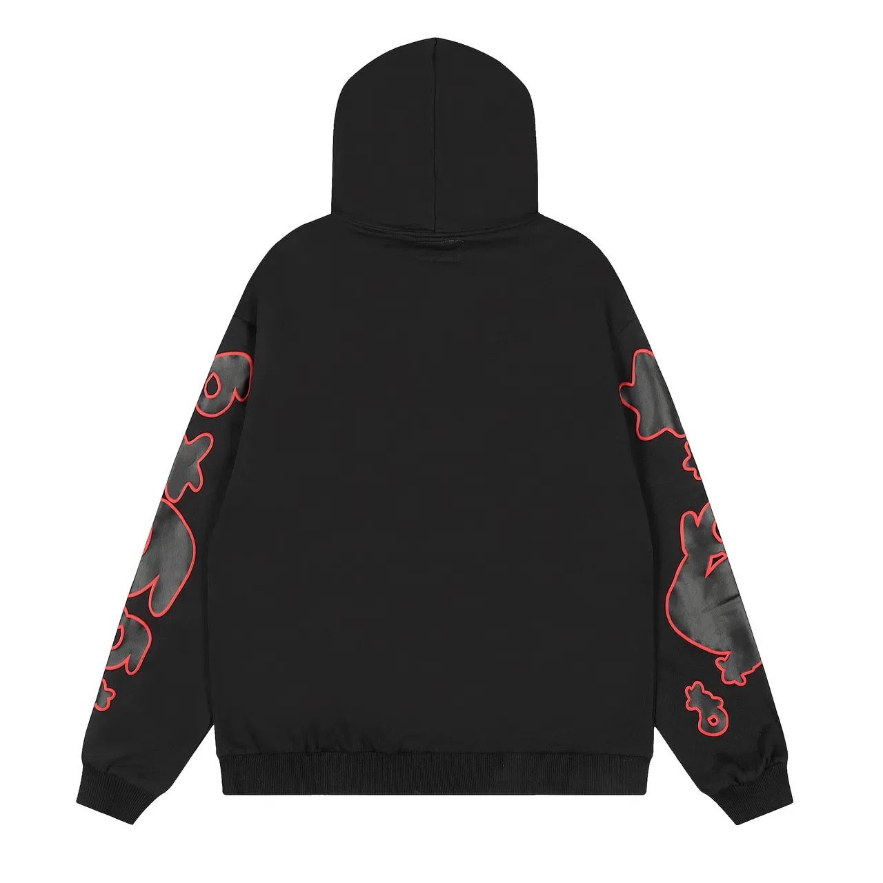 Black Red Oversized Fit Graphic-Print Front Hoodie 2