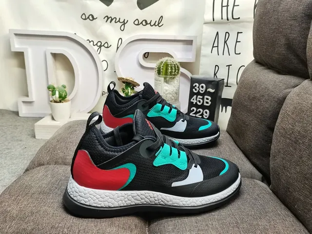 Black Red Teal Colorblocked Mesh Sneakers 1