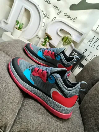 Black Red Teal Colorblocked Mesh Sneakers 17