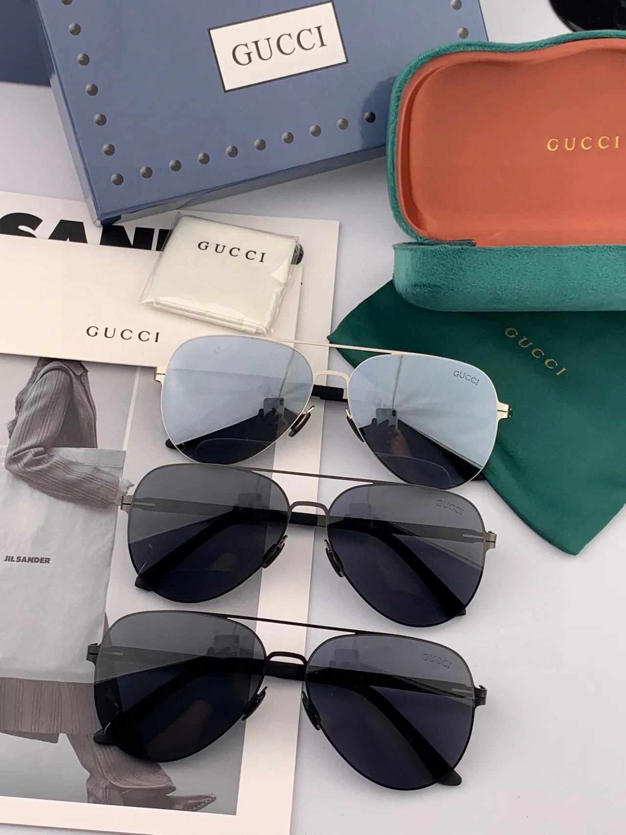 Black Silver Aviator-Style Double Bridge Sunglasses 9