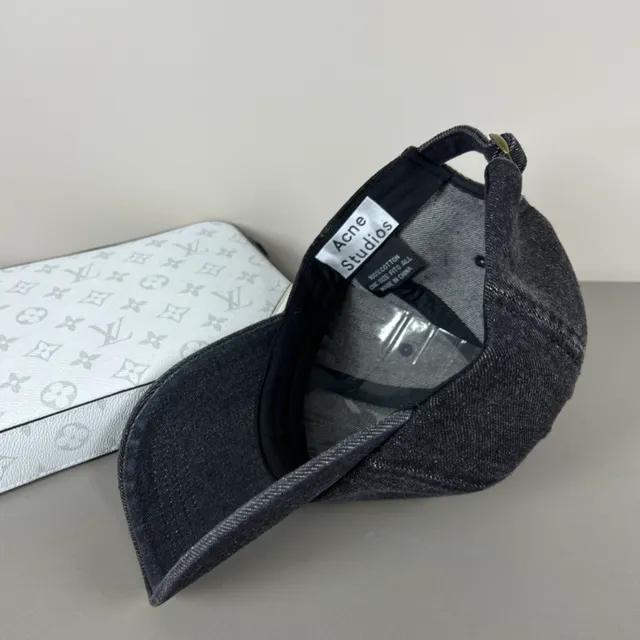 Black Silver Denim Construction Rhinestone-Embellished Square Logo Baseball Cap 5