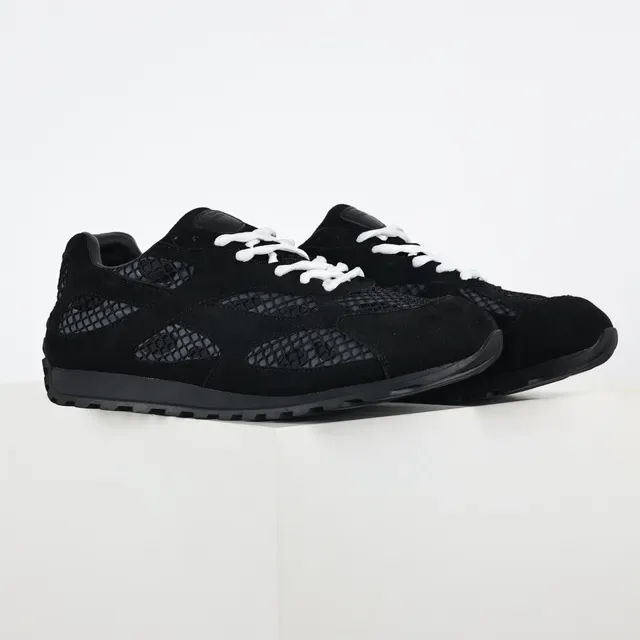 Black Suede-Mesh Hybrid Low-Top Sneakers 3