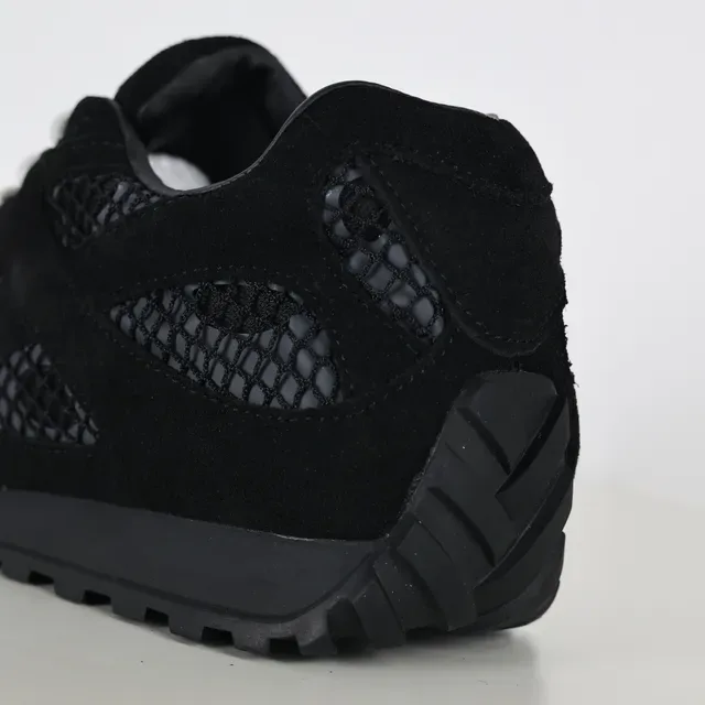 Black Suede-Mesh Hybrid Low-Top Sneakers 4
