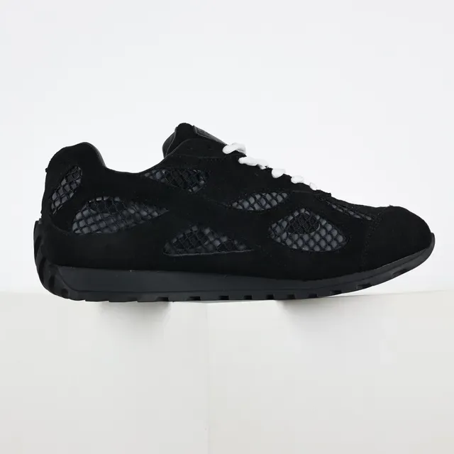 Black Suede-Mesh Hybrid Low-Top Sneakers 7