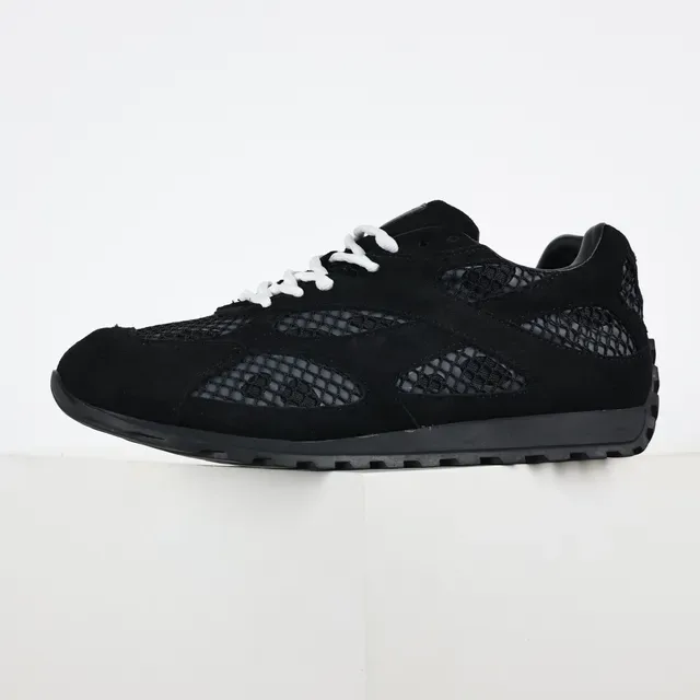 Black Suede-Mesh Hybrid Low-Top Sneakers 9