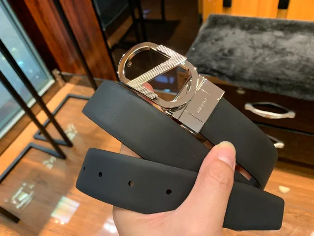 Black Textured Strap Reversible Silver-Tone Buckle Leather Belt 5