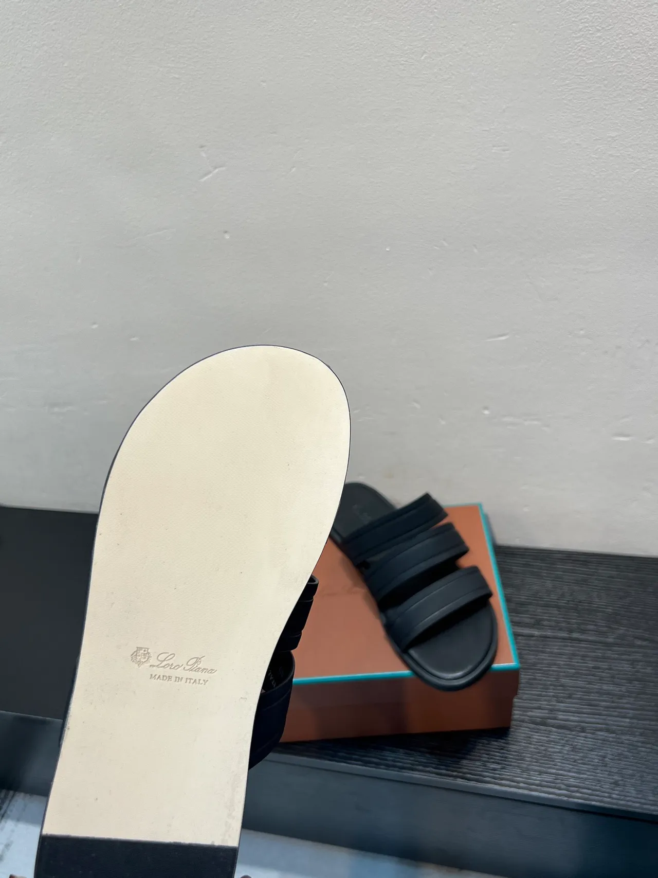 Black Three-Strap Slide Slippers 9