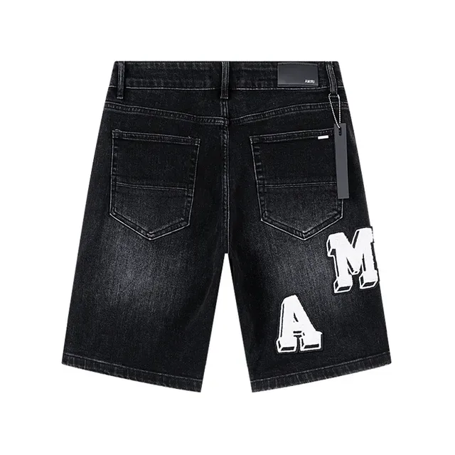 Black White Distressed Graphic-Appliqué Shorts 3