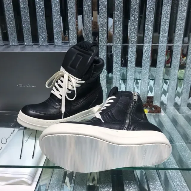 Black White High-Top Panelled Leather Sneakers 2