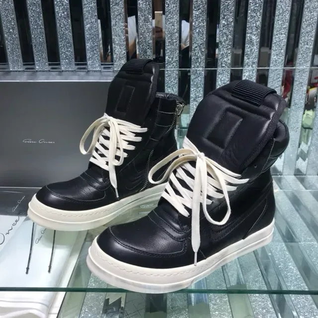 Black White High-Top Panelled Leather Sneakers 5