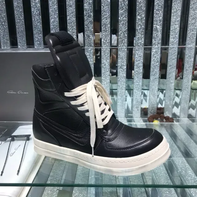 Black White High-Top Panelled Leather Sneakers 6