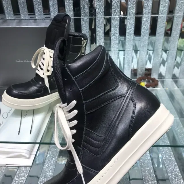 Black White High-Top Panelled Leather Sneakers 7
