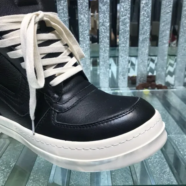 Black White High-Top Panelled Leather Sneakers 9