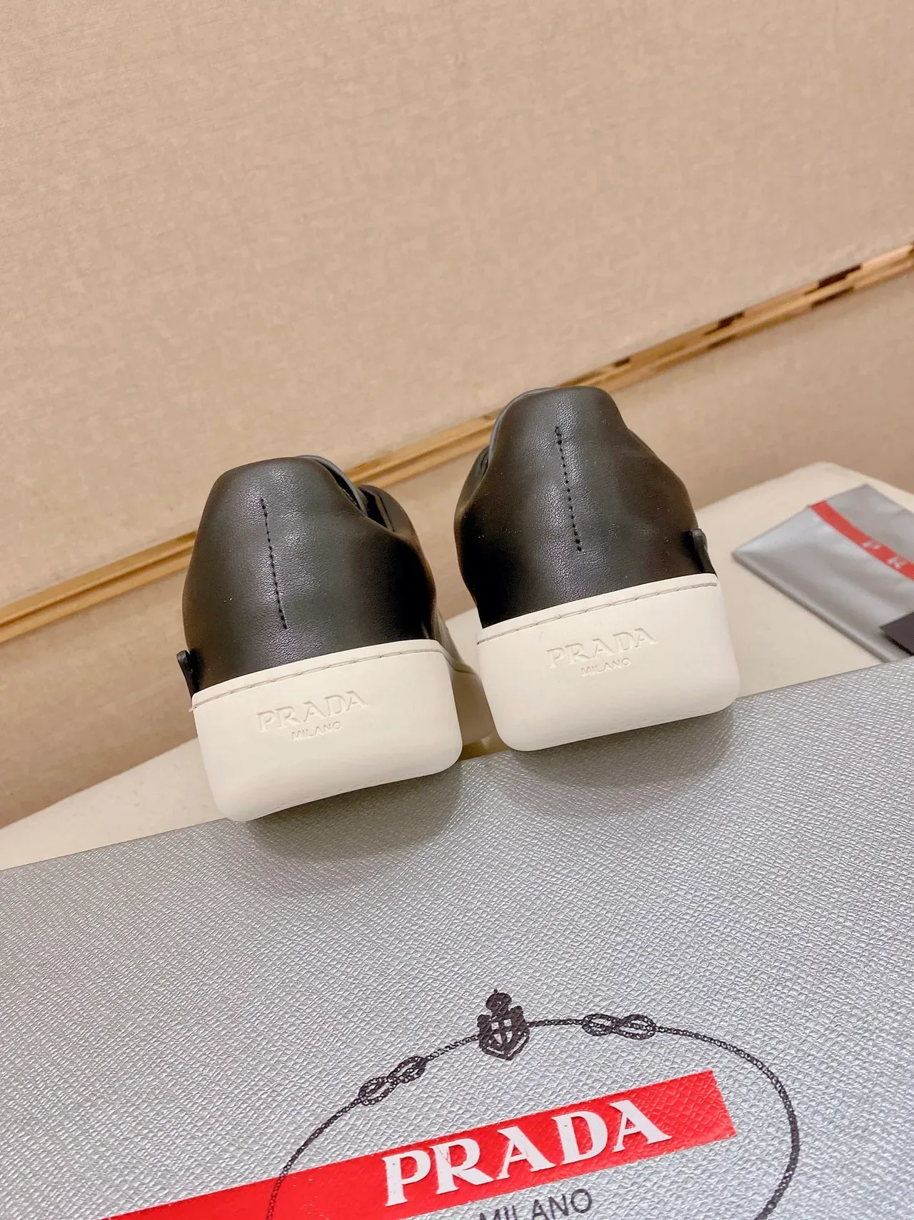 Black White Leather Upper Contrast Cupsole Sneakers 3