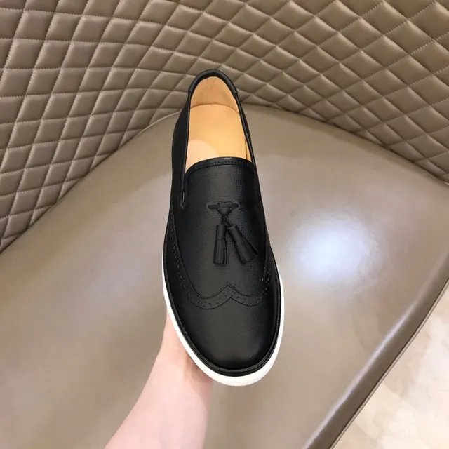 Black White Tassel Detail Brogue Perforations Loafer 4