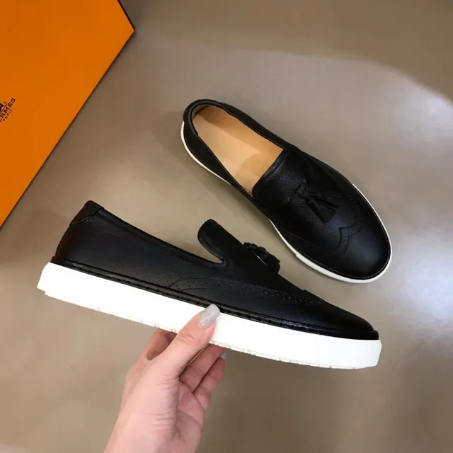 Black White Tassel Detail Brogue Perforations Loafer 6