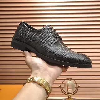 Black Woven Texture Cap Toe Oxford Shoes