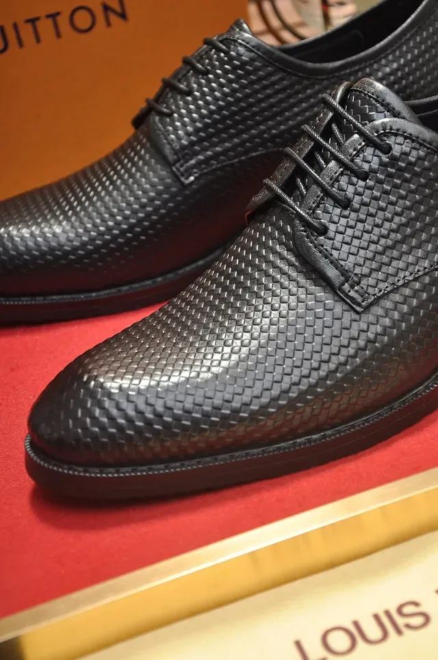 Black Woven Texture Cap Toe Oxford Shoes 2