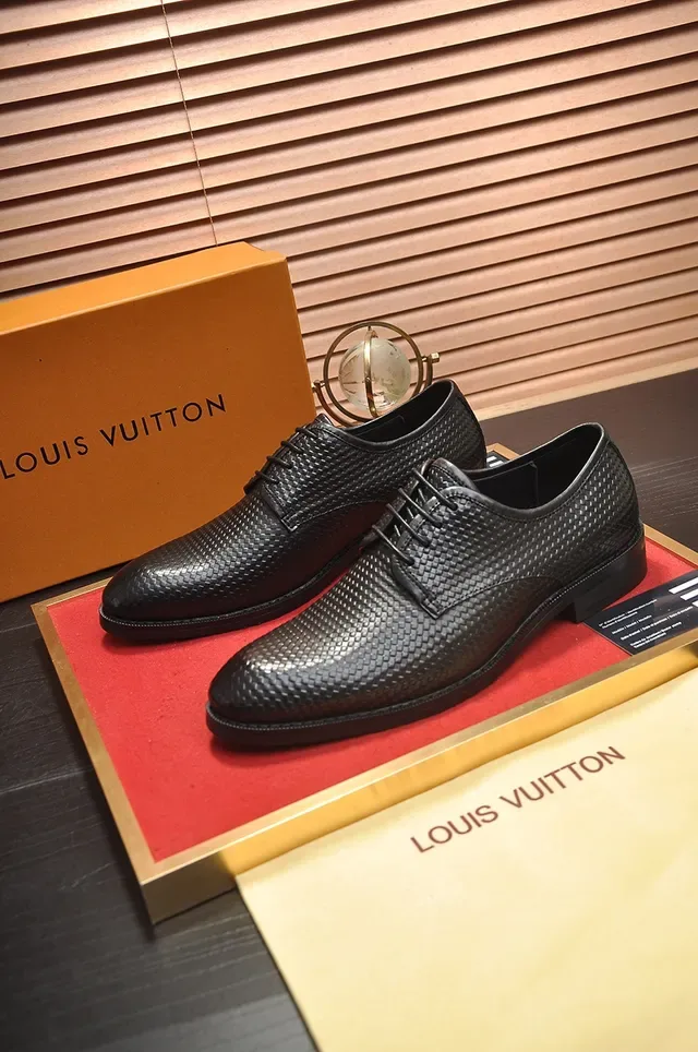 Black Woven Texture Cap Toe Oxford Shoes 4