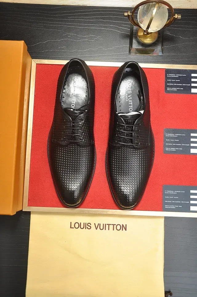 Black Woven Texture Cap Toe Oxford Shoes 5