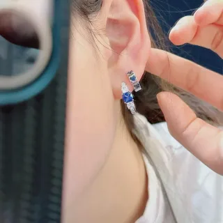 Blue and Clear Gemstone Drop Earrings