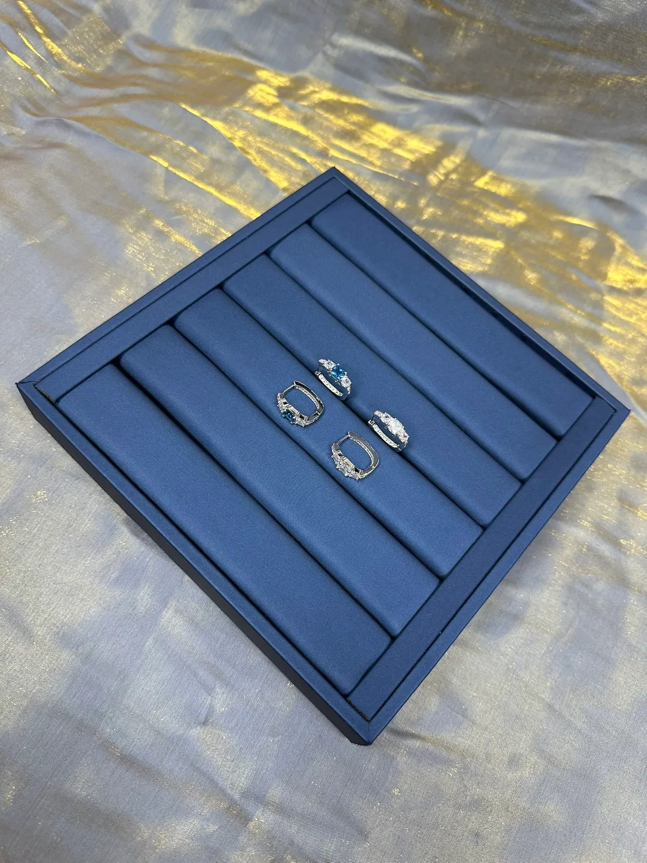 Blue and Clear Gemstone Drop Earrings 3
