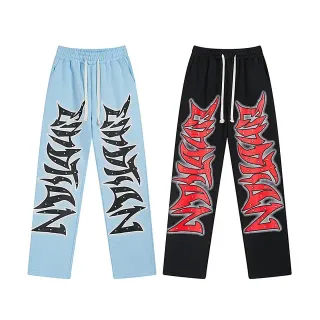 Blue Black Graphic-Print Jogger-Style Sweatpant
