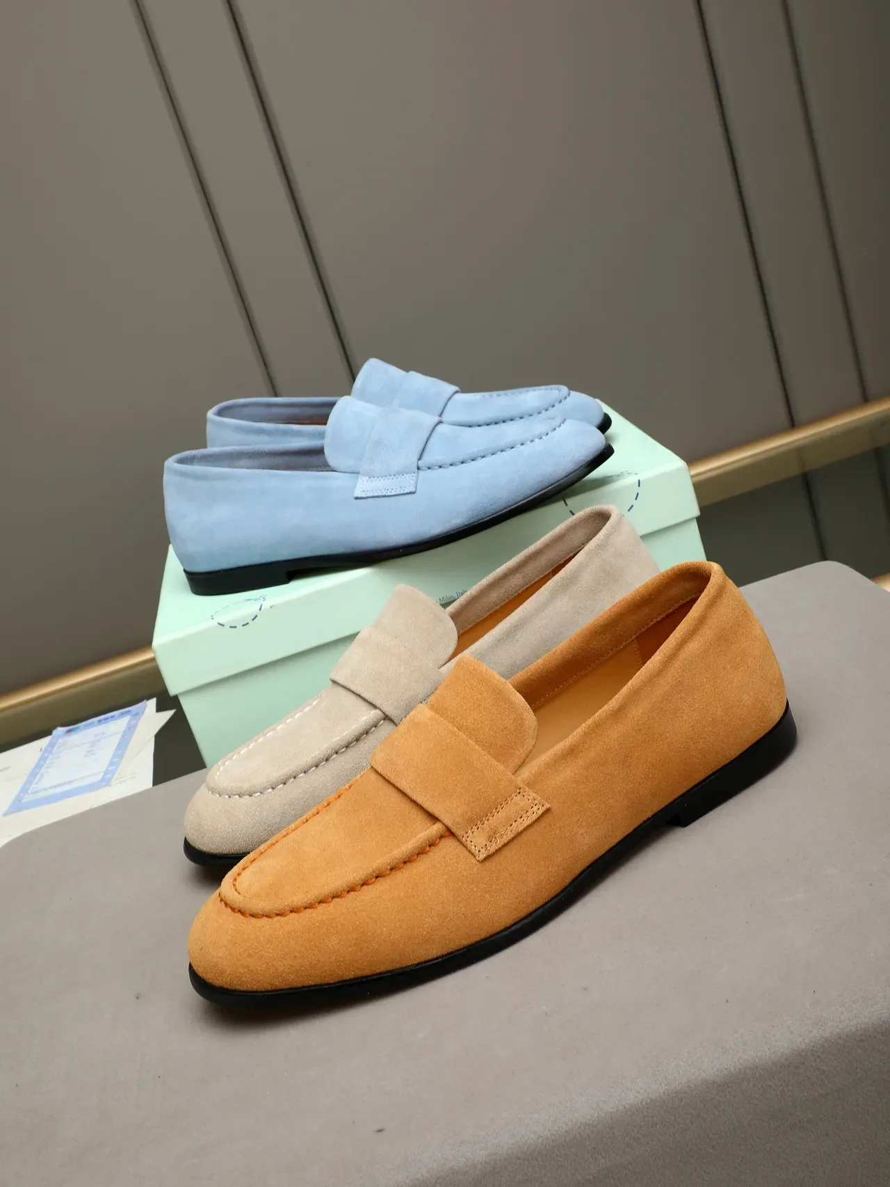 Blue Black Suede Upper Penny Strap Loafer 2