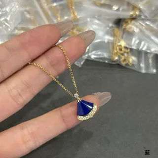 蓝金扇形吊坠青金石镶嵌项链