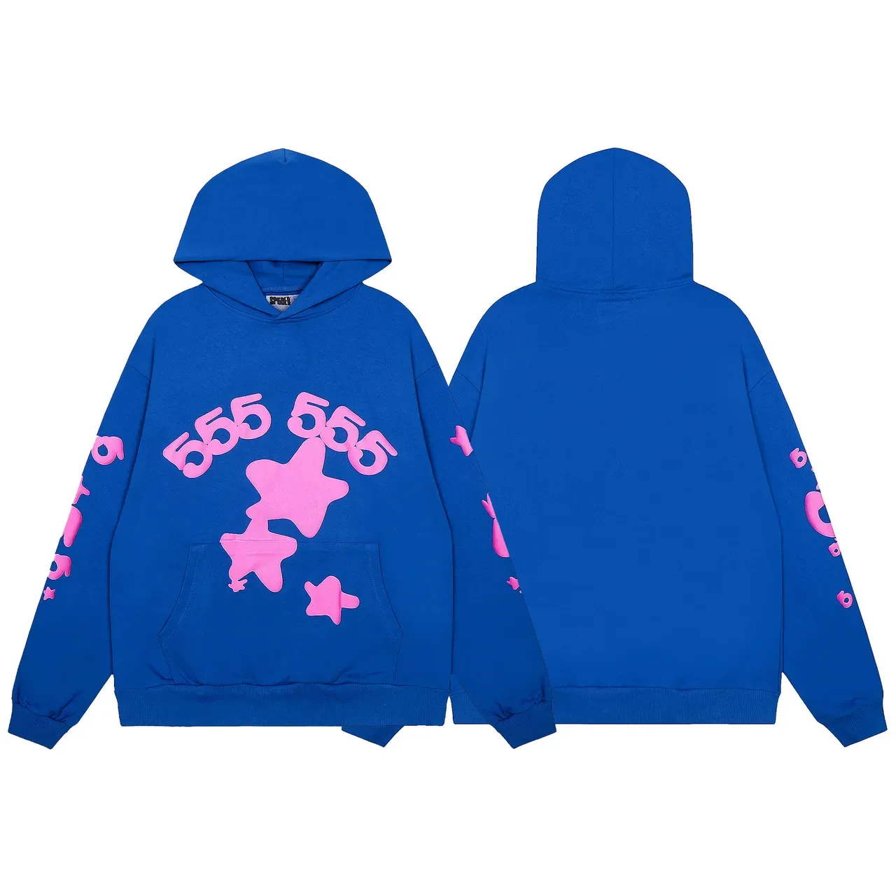 Blue Pink Oversized Hoodie Graphic-Print Joggers Tracksuit 5