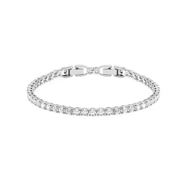 Blue Silver Alternating And Clear Round Stones Prong-Set Bracelet 2