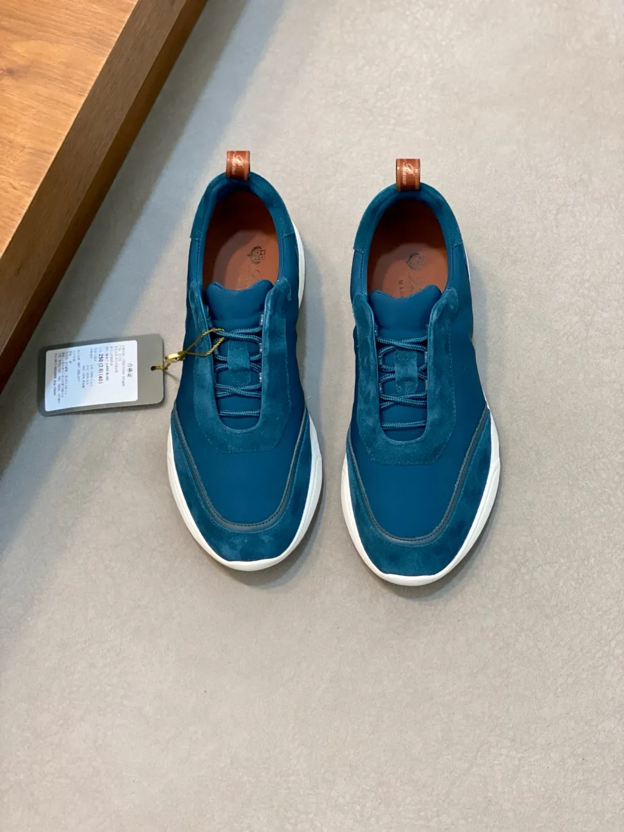 Blue Suede and Nylon Laceless Slip-On Sneakers 2