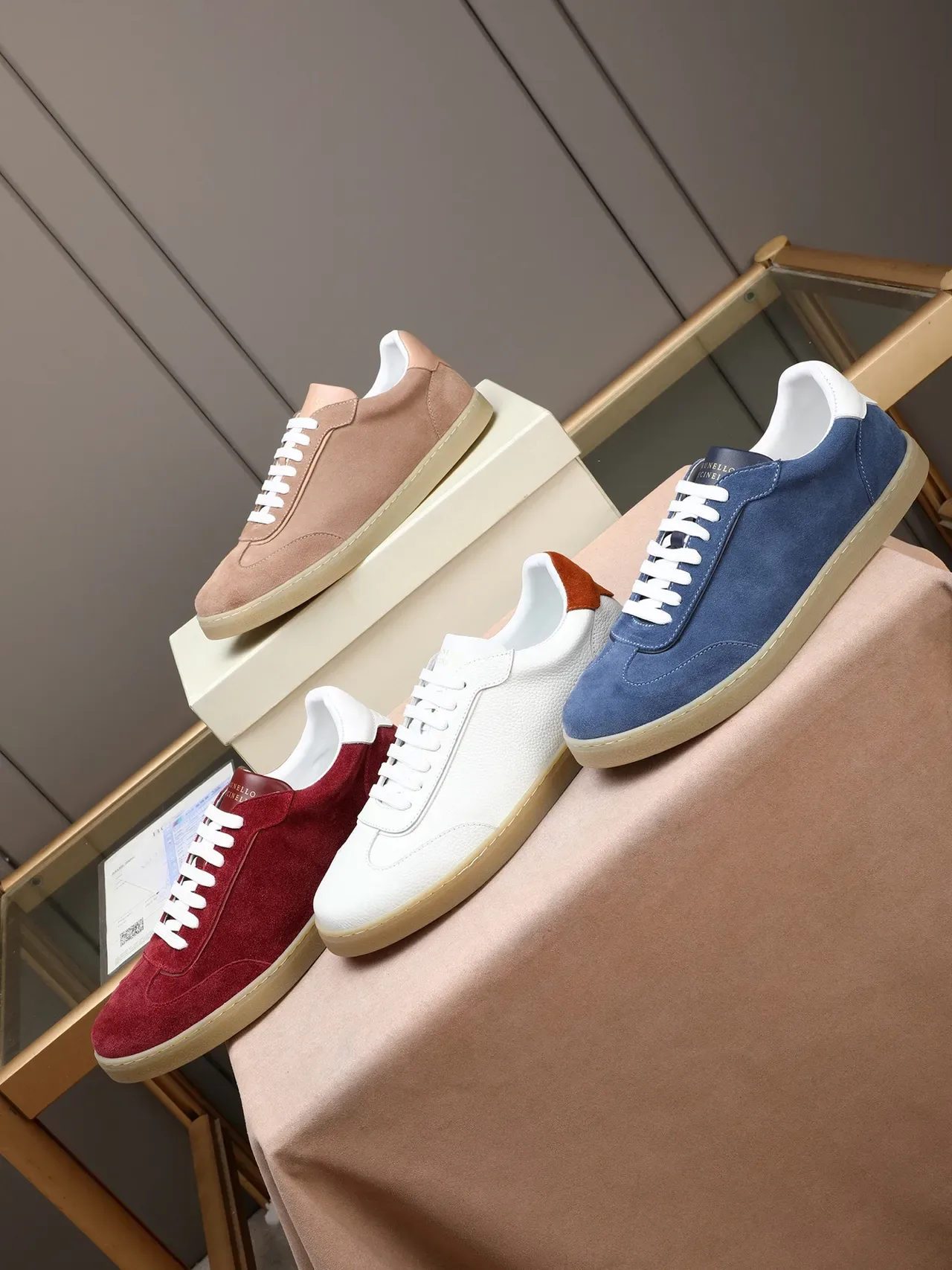 Blue White Suede Upper Heel Tab Sneakers 2