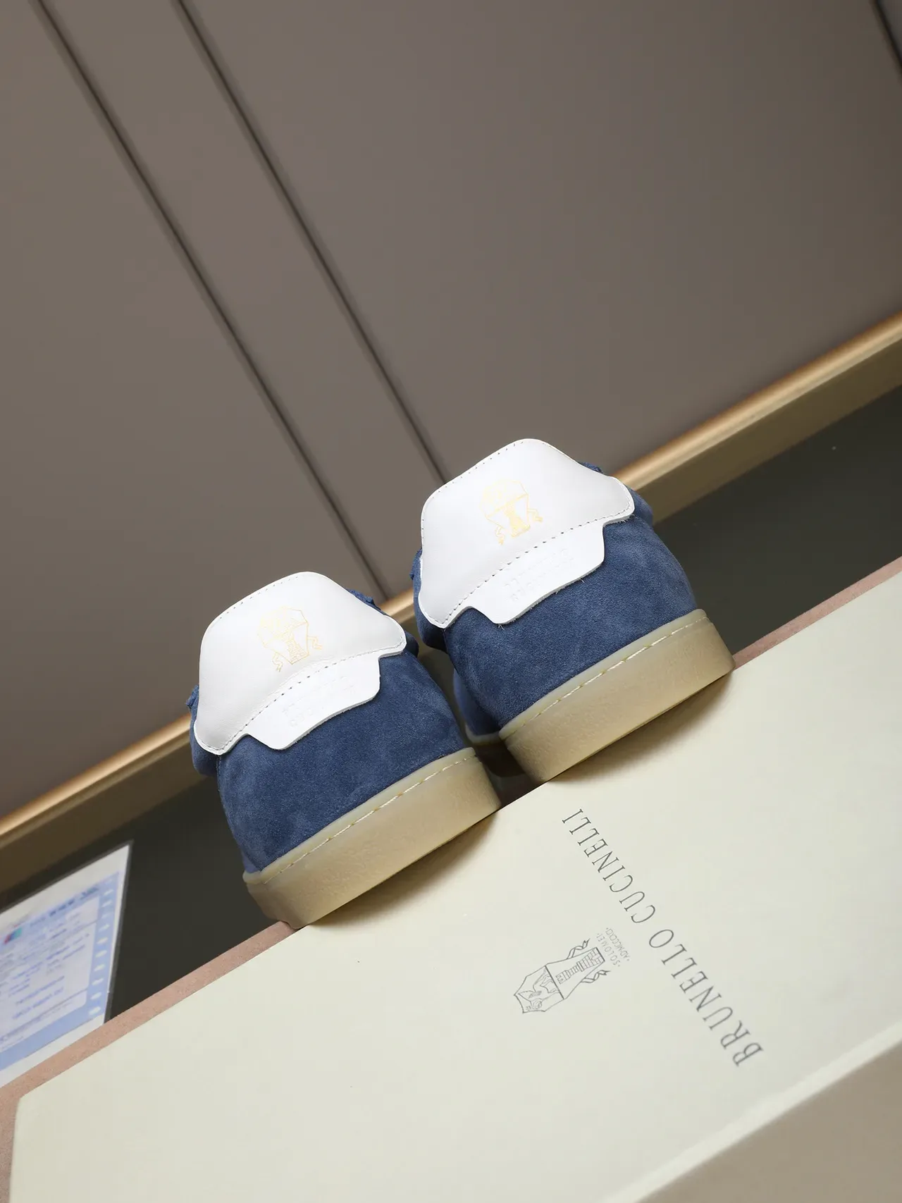 Blue White Suede Upper Heel Tab Sneakers 3