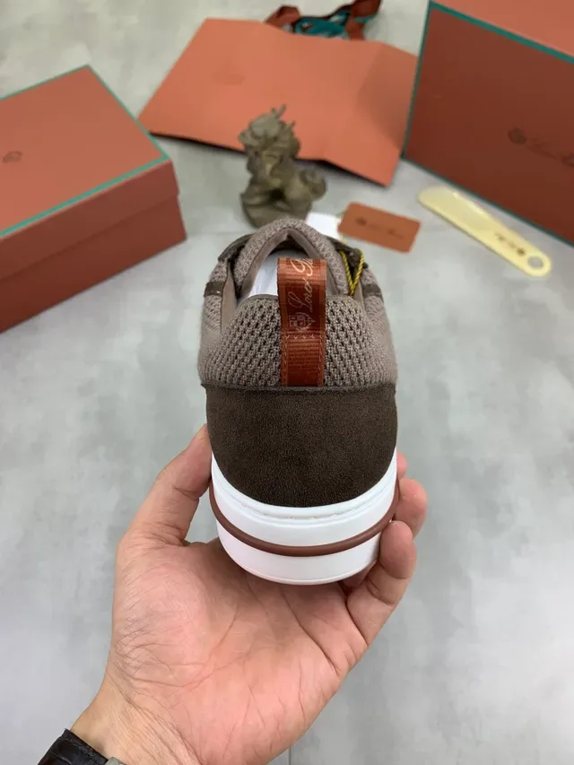 Brown and Beige Mesh-Suede Low-Top Lifestyle Sneaker 4