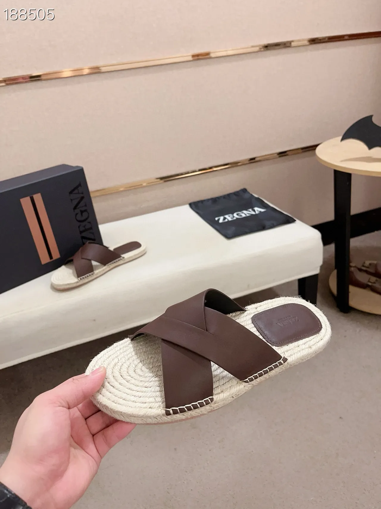 Brown and Beige Woven Rope Espadrille Slide Slippers 4