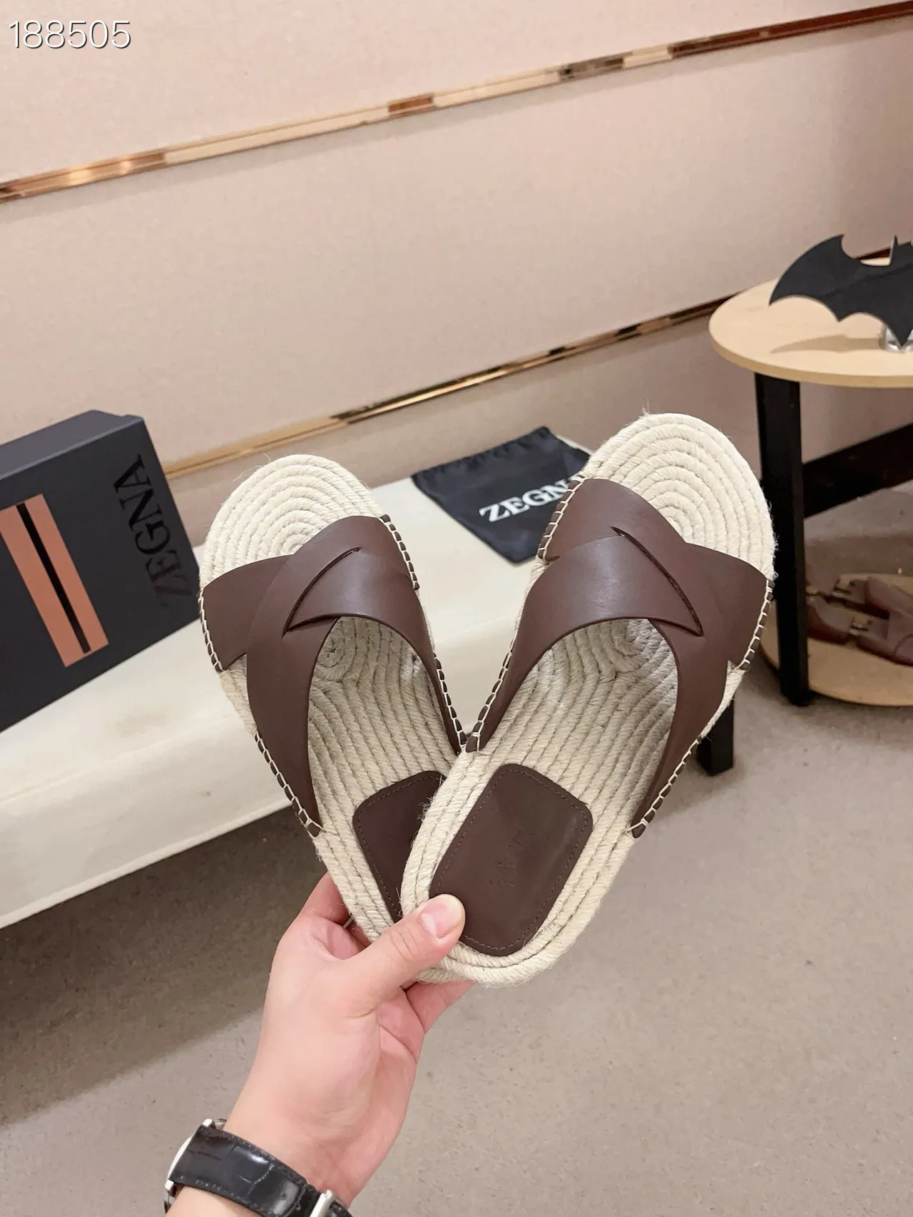 Brown and Beige Woven Rope Espadrille Slide Slippers 7