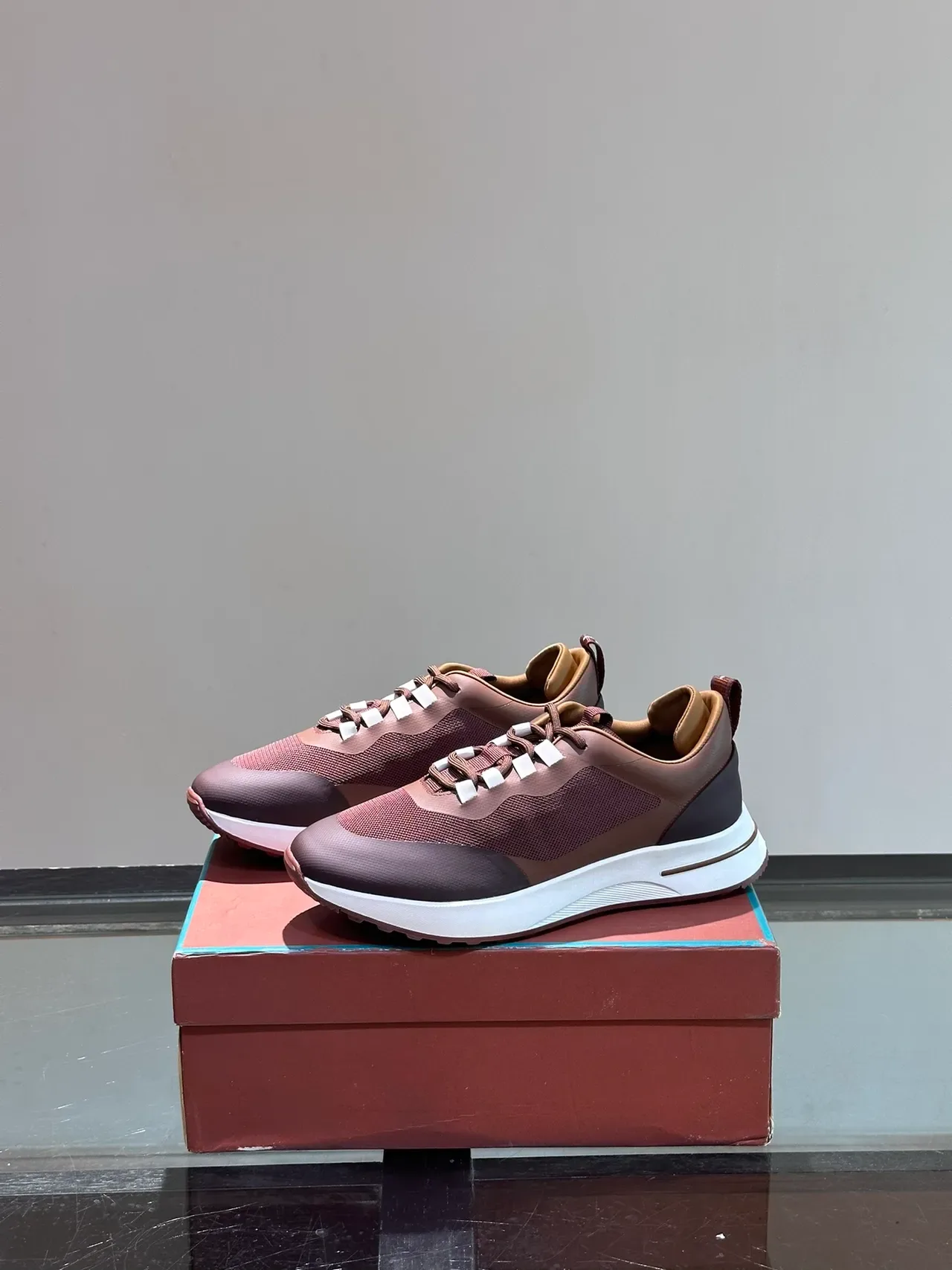 Brown and Burgundy Layered Upper Lifestyle Sneakers 4