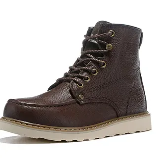 Brown Beige Pebbled Leather Metal Eyelets Ankle Boots