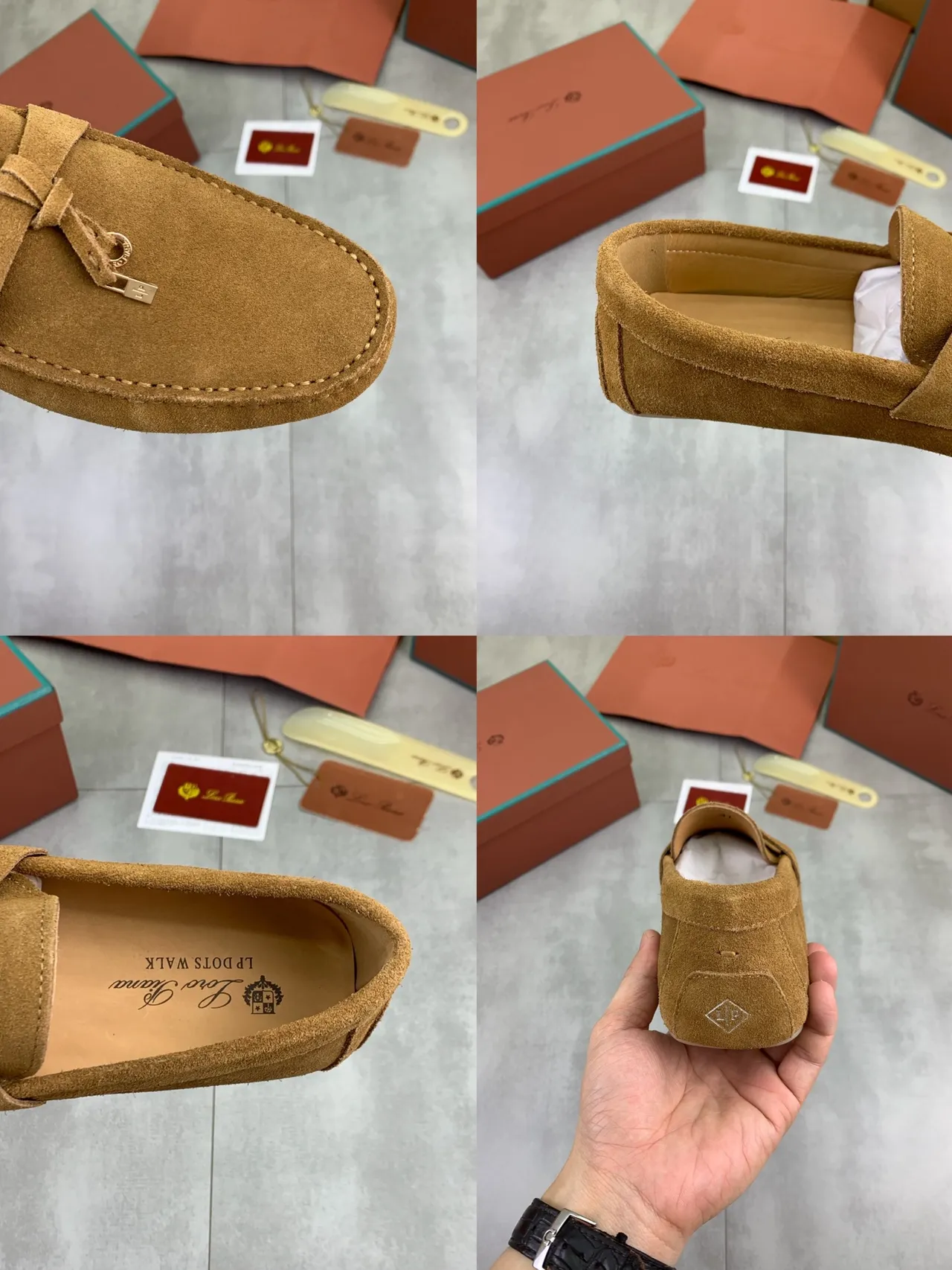 Brown Beige Suede Bow Strap Loafer 2