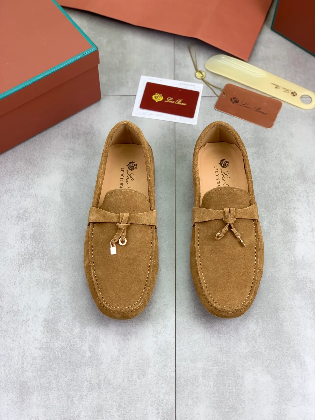 Brown Beige Suede Bow Strap Loafer 4
