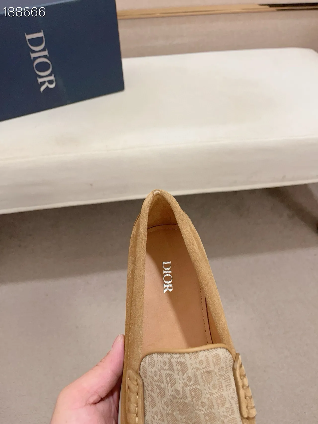 Brown Beige Suede Upper Patterned Vamp Loafer 7