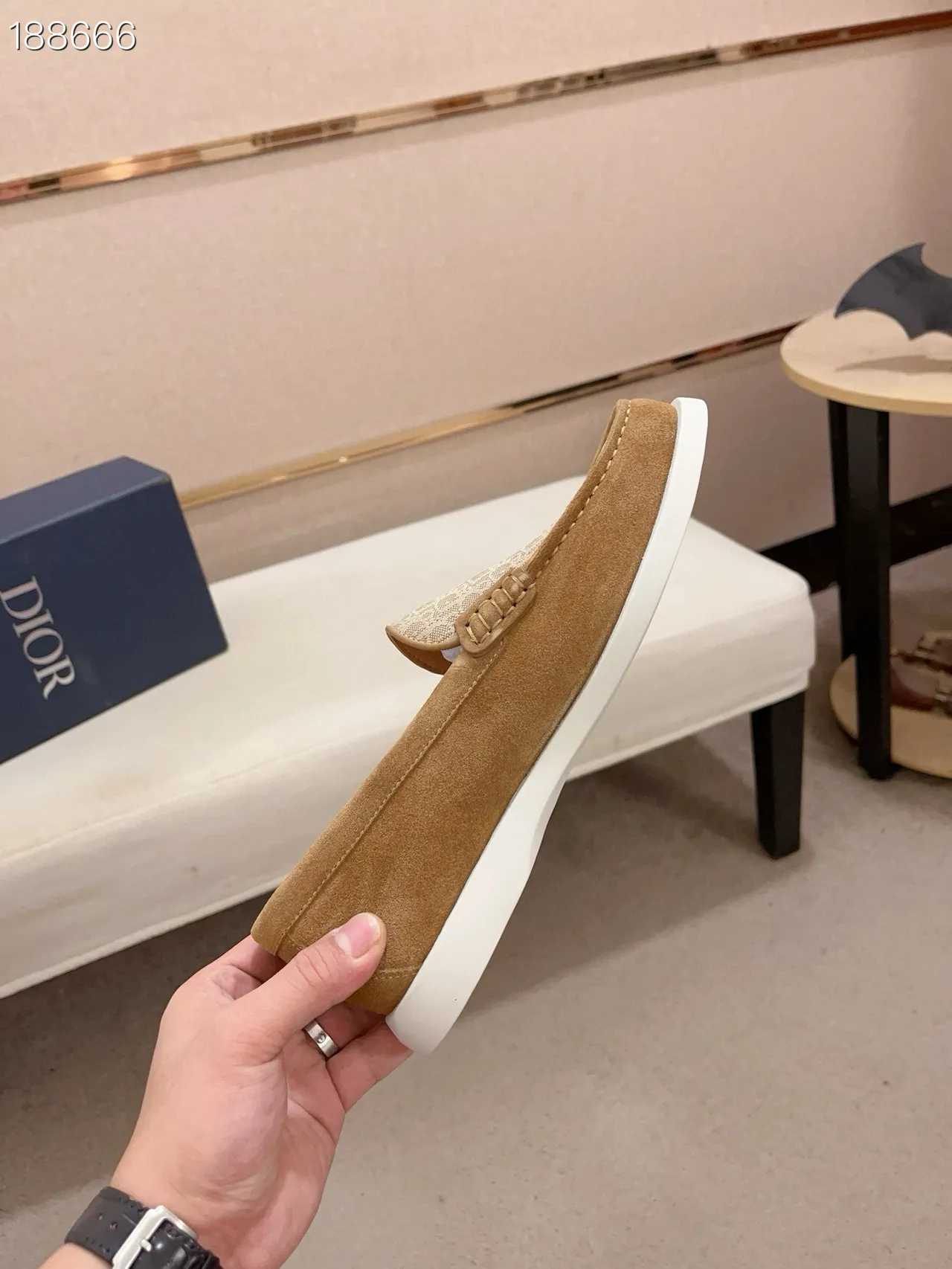 Brown Beige Suede Upper Patterned Vamp Loafer 8