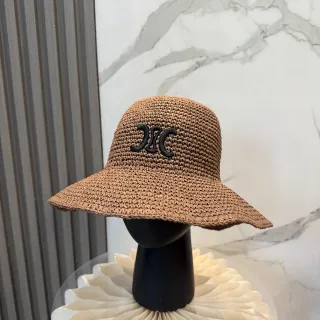 Brown Black Crocheted Wide-Brimmed Bucket Hat