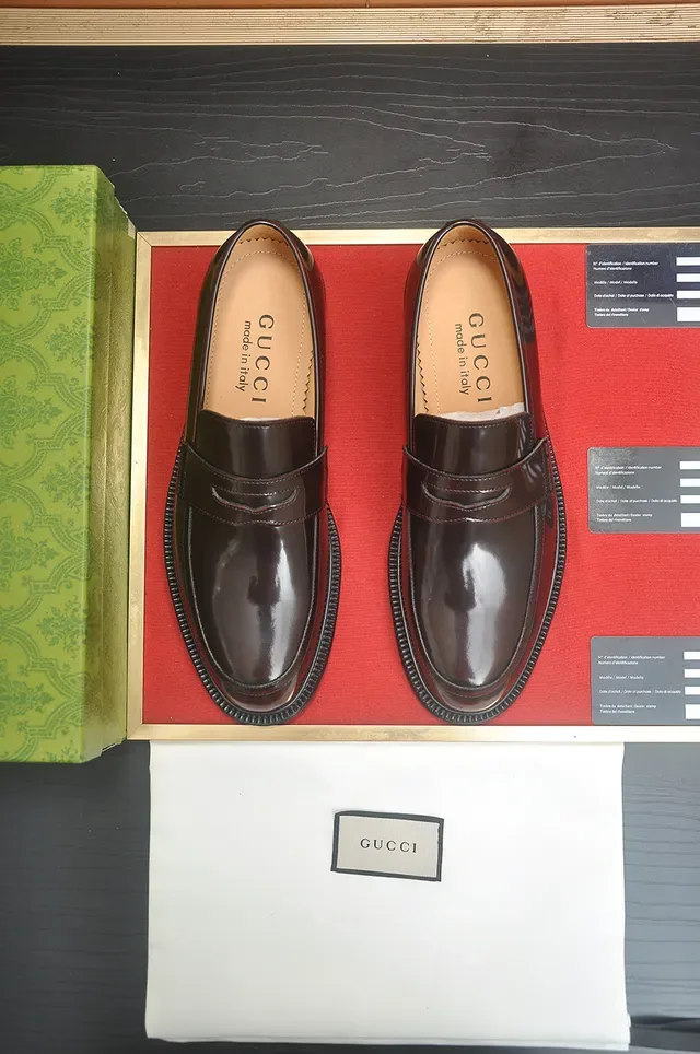 Brown Black Polished Leather Penny Loafer 5