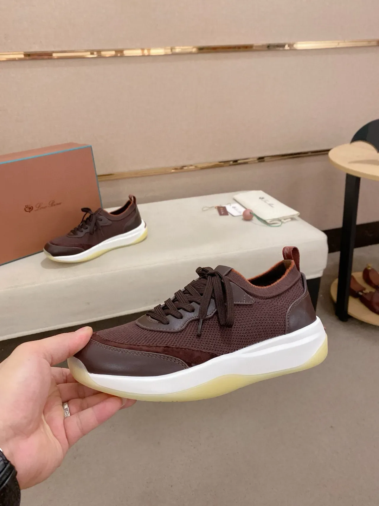 Brown Mesh and Synthetic Overlay Lifestyle Sneaker 3