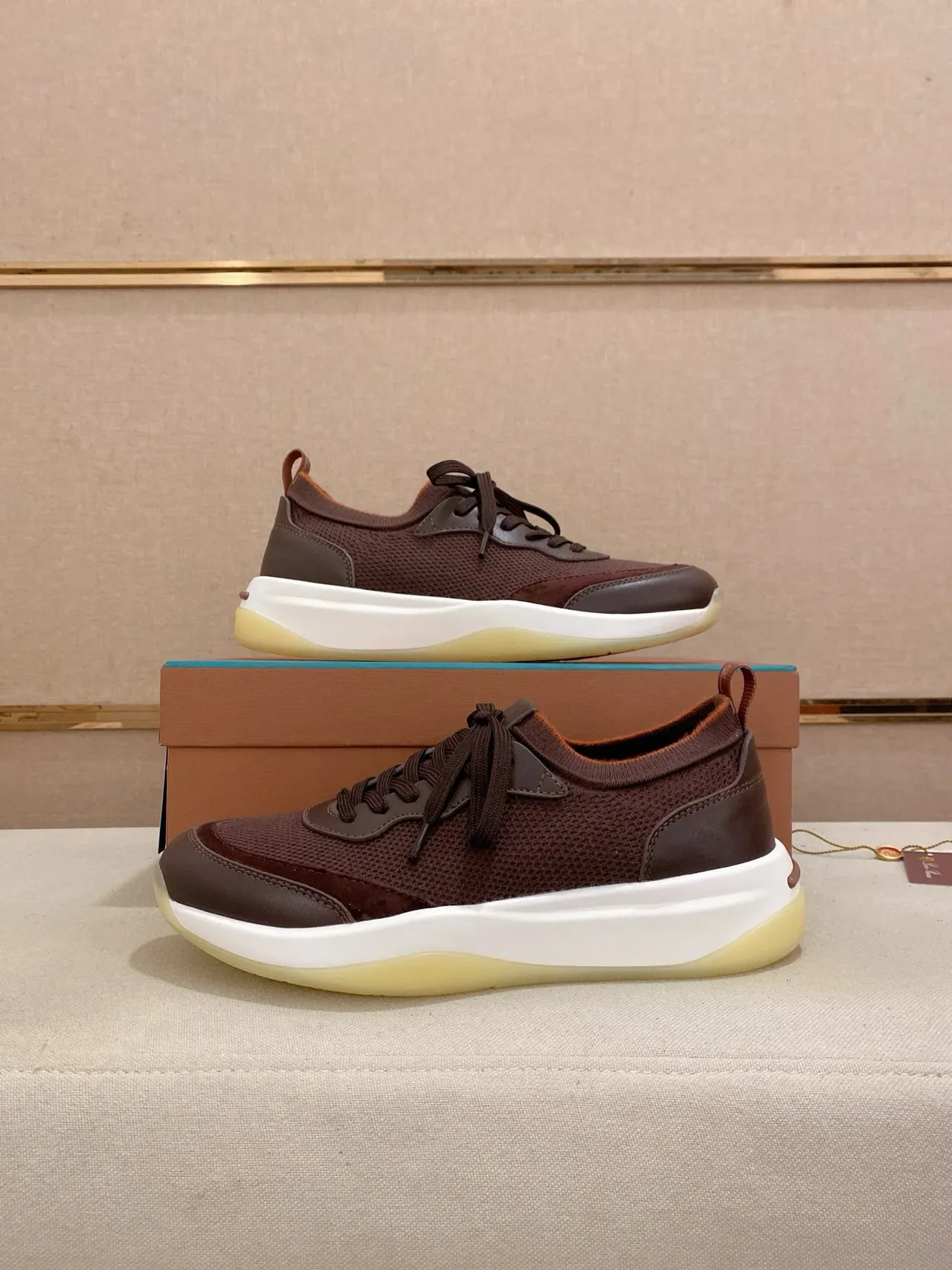 Brown Mesh and Synthetic Overlay Lifestyle Sneaker 7