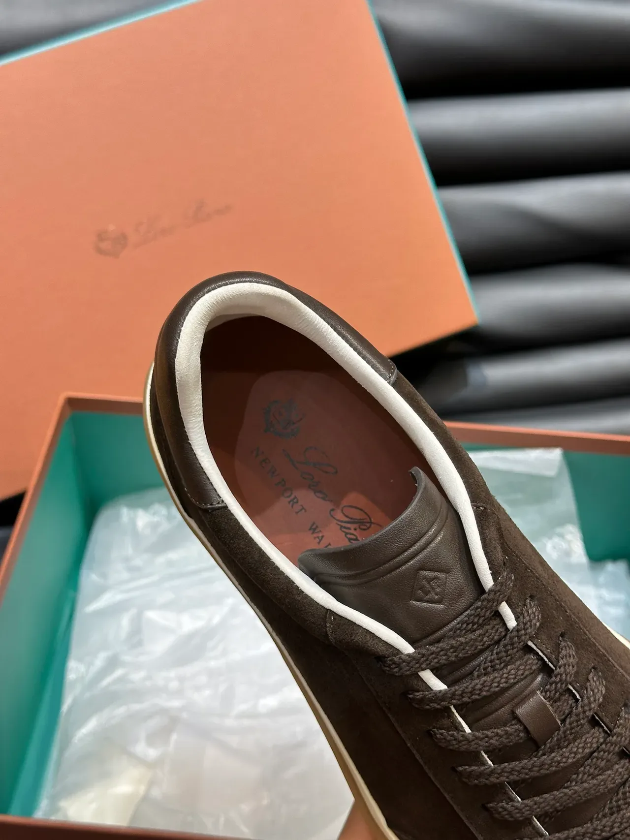 Brown Suede and Leather Lace-Up Lifestyle Sneakers 4