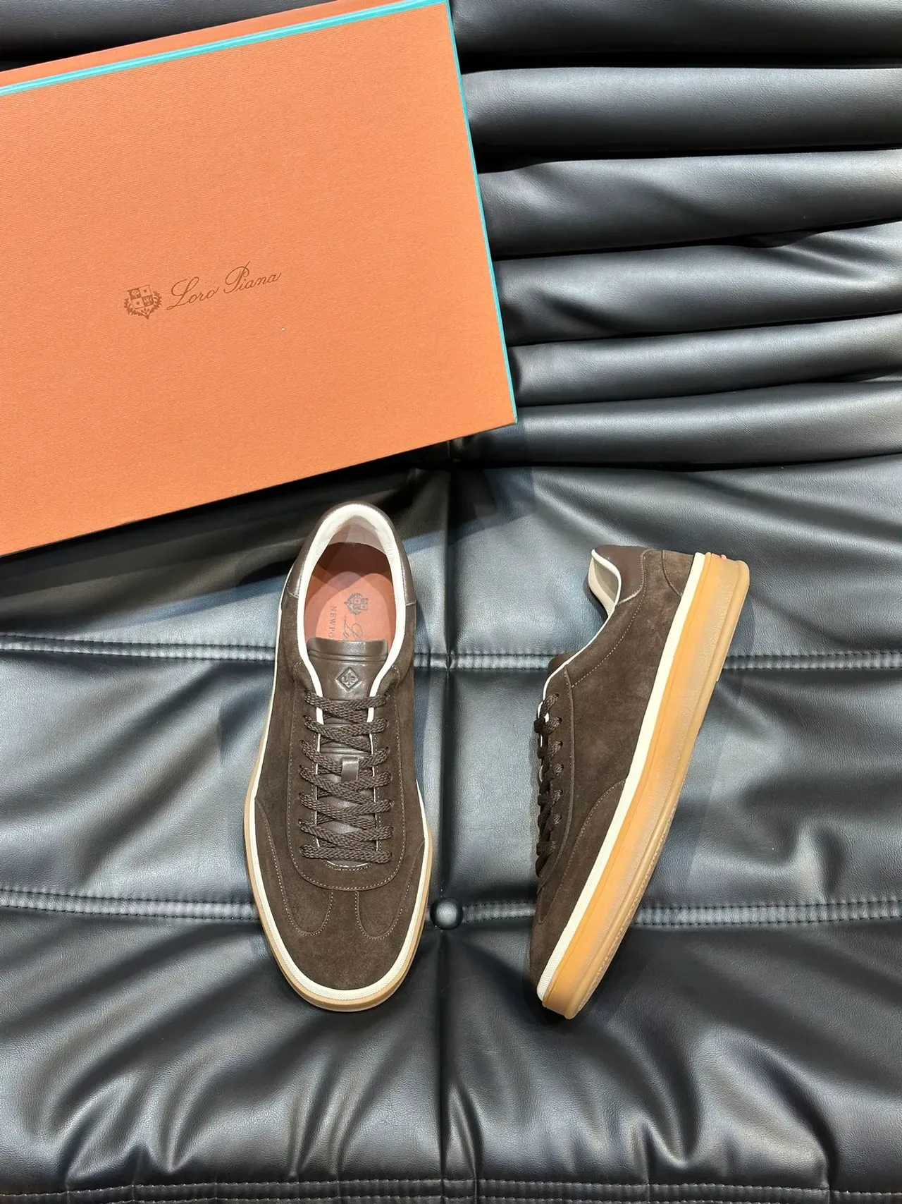 Brown Suede and Leather Lace-Up Lifestyle Sneakers 5