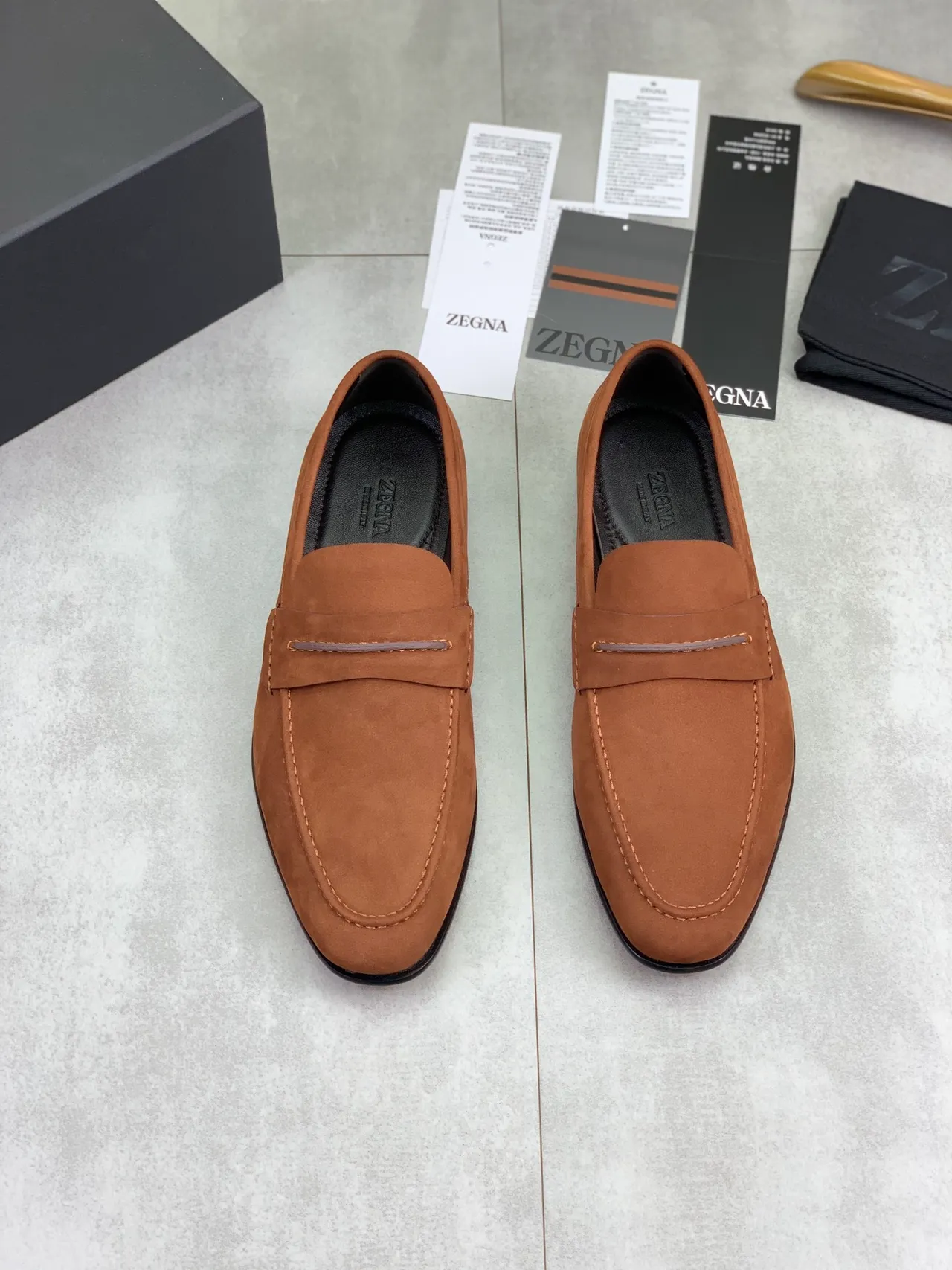 Brown Suede Penny Strap Loafer 4